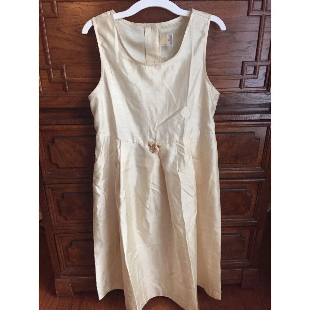 Dress‎ Target Yellow Golden Ivory XL Girls A Line Textured Flower Embellished